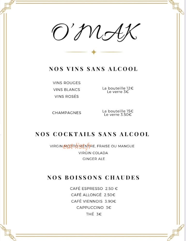 O'mak Ristorante — carte page 9