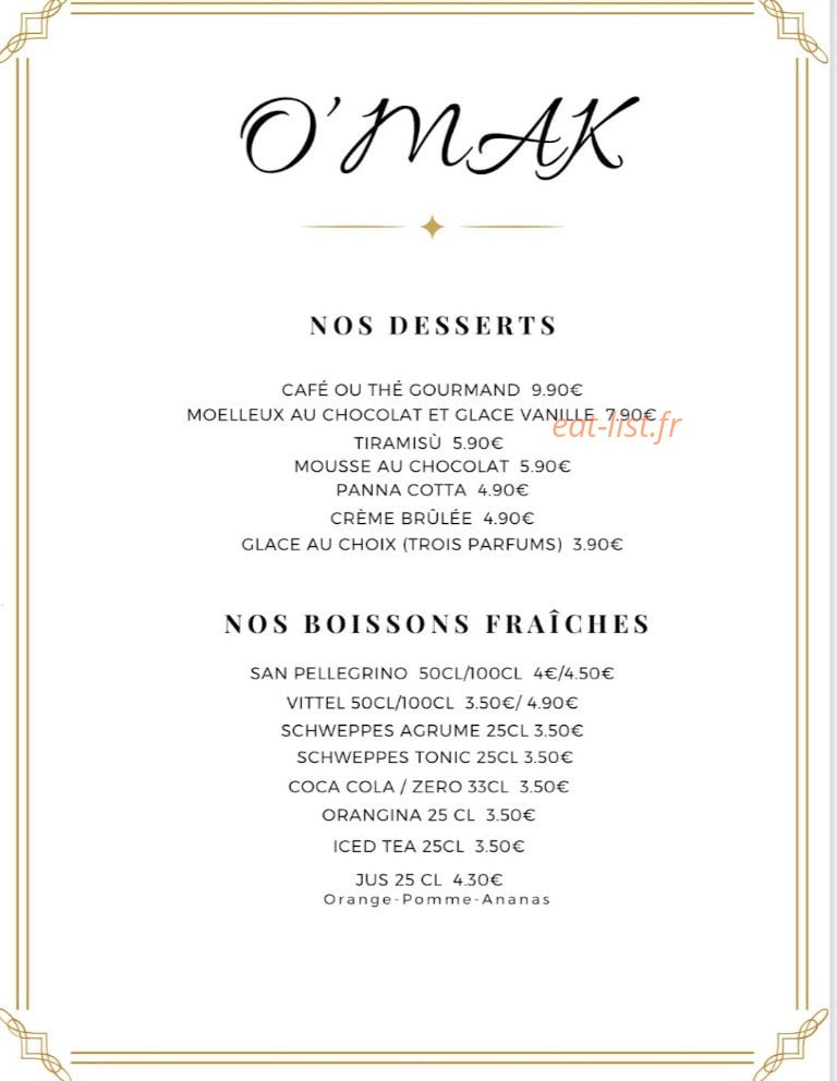 O'mak Ristorante — carte page 8