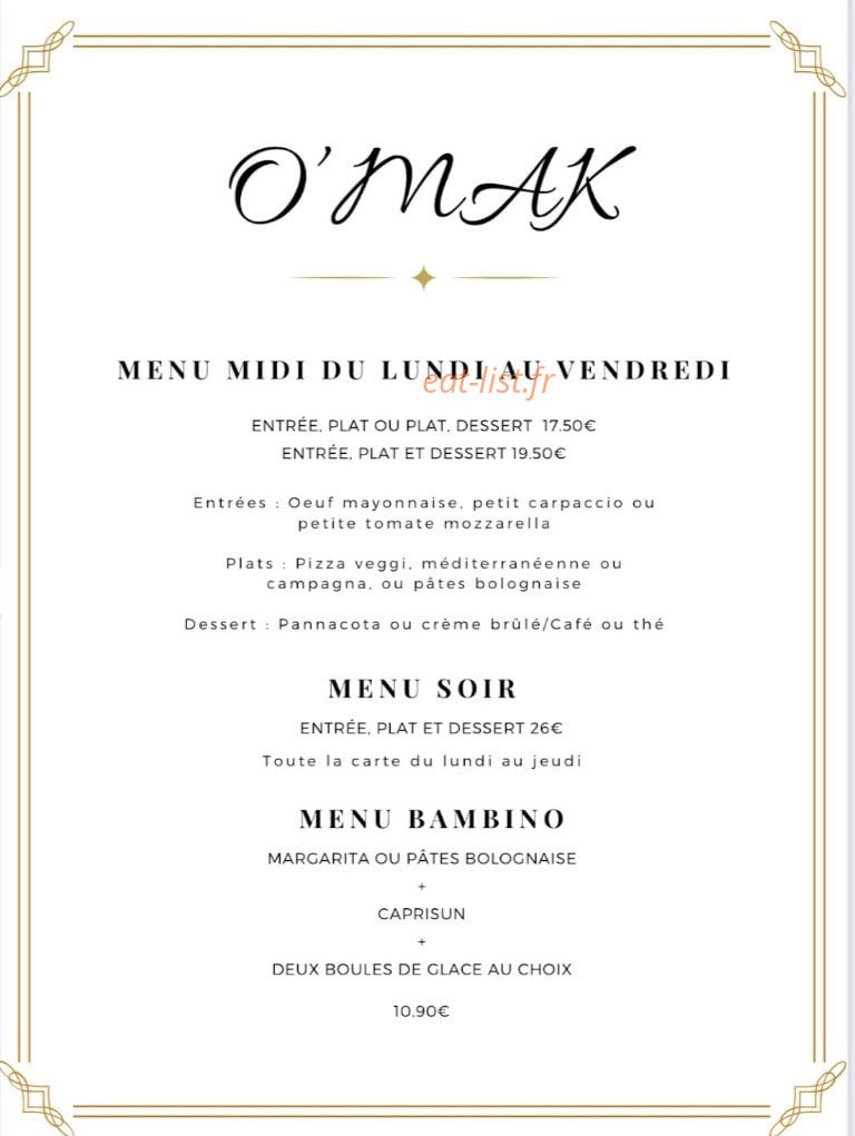O'mak Ristorante — carte page 6
