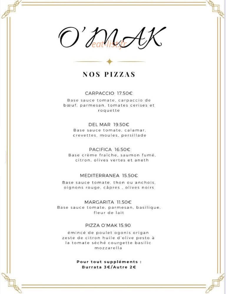 O'mak Ristorante — carte page 4