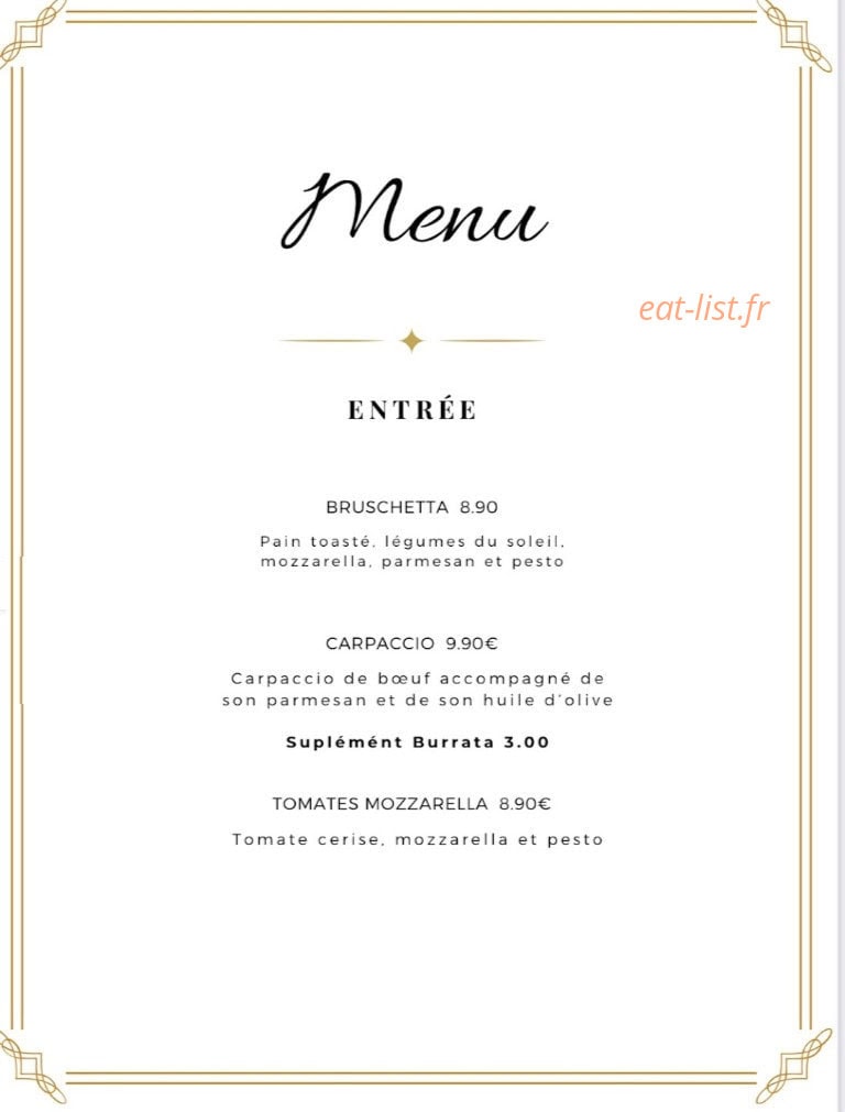 O'mak Ristorante — carte page 1