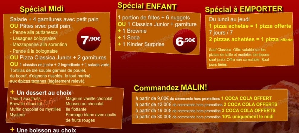 Pizza Service — carte page 1