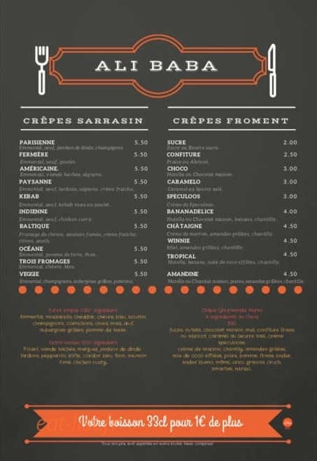 Restaurant Ali Baba — carte page 2