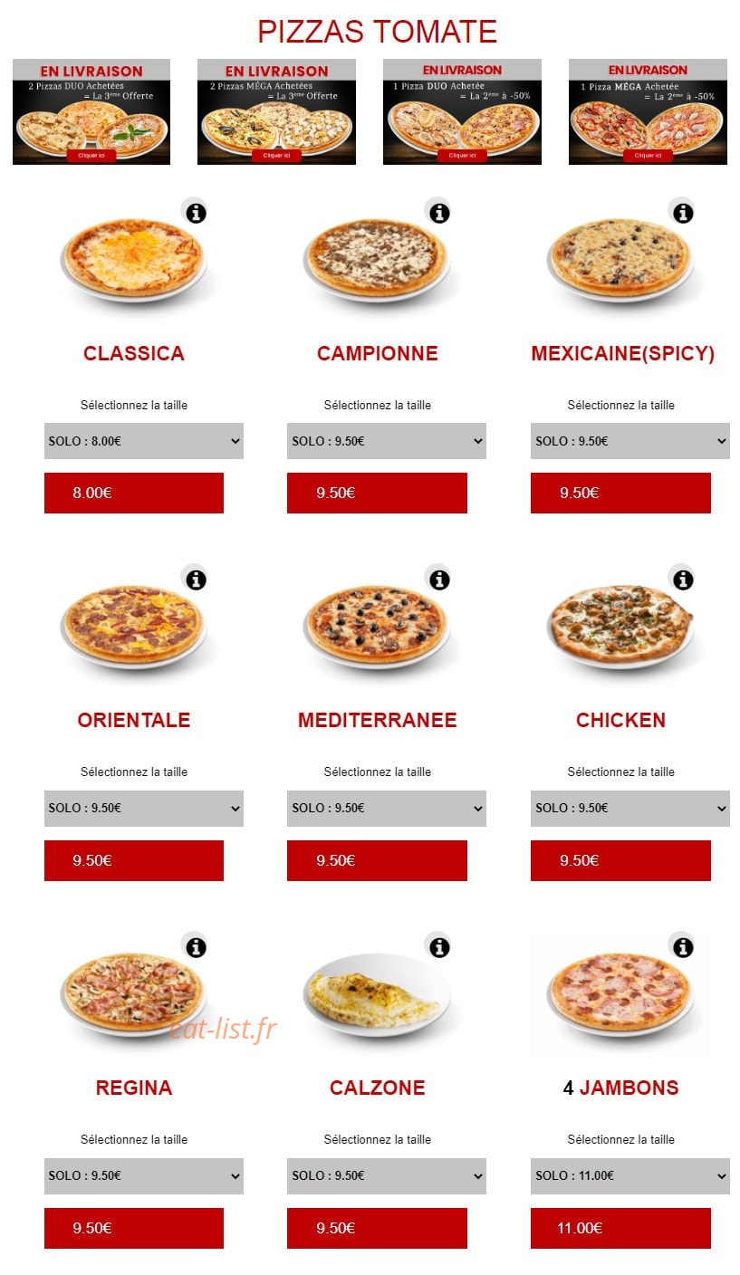 Subito pizza — carte page 1