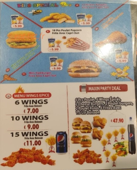 Maxin chicken — carte page 2
