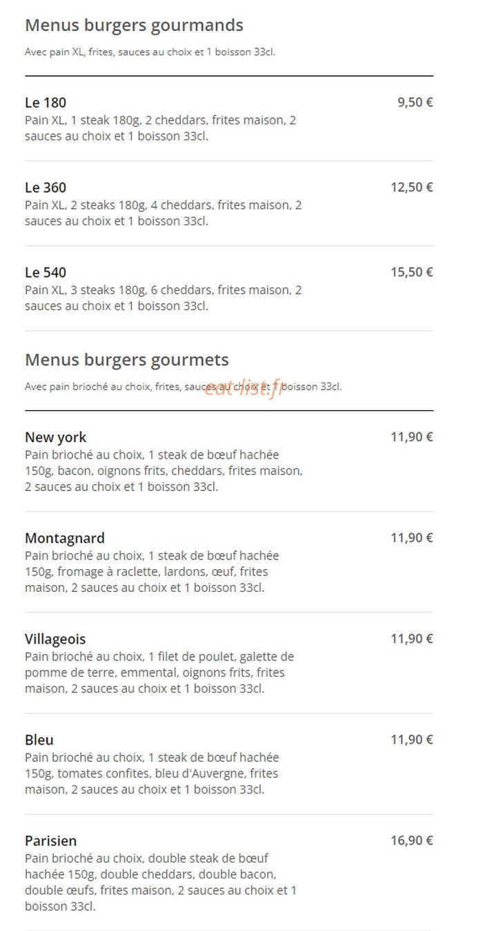 Steak N'Burger — carte page 3