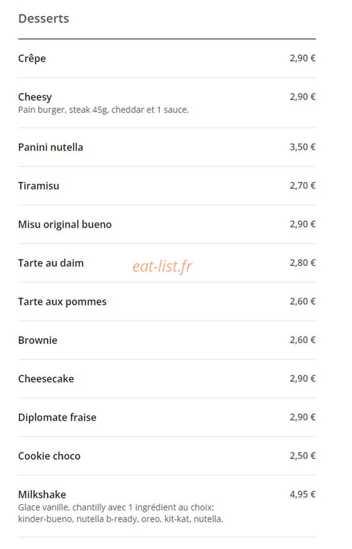 Steak N'Burger — carte page 7