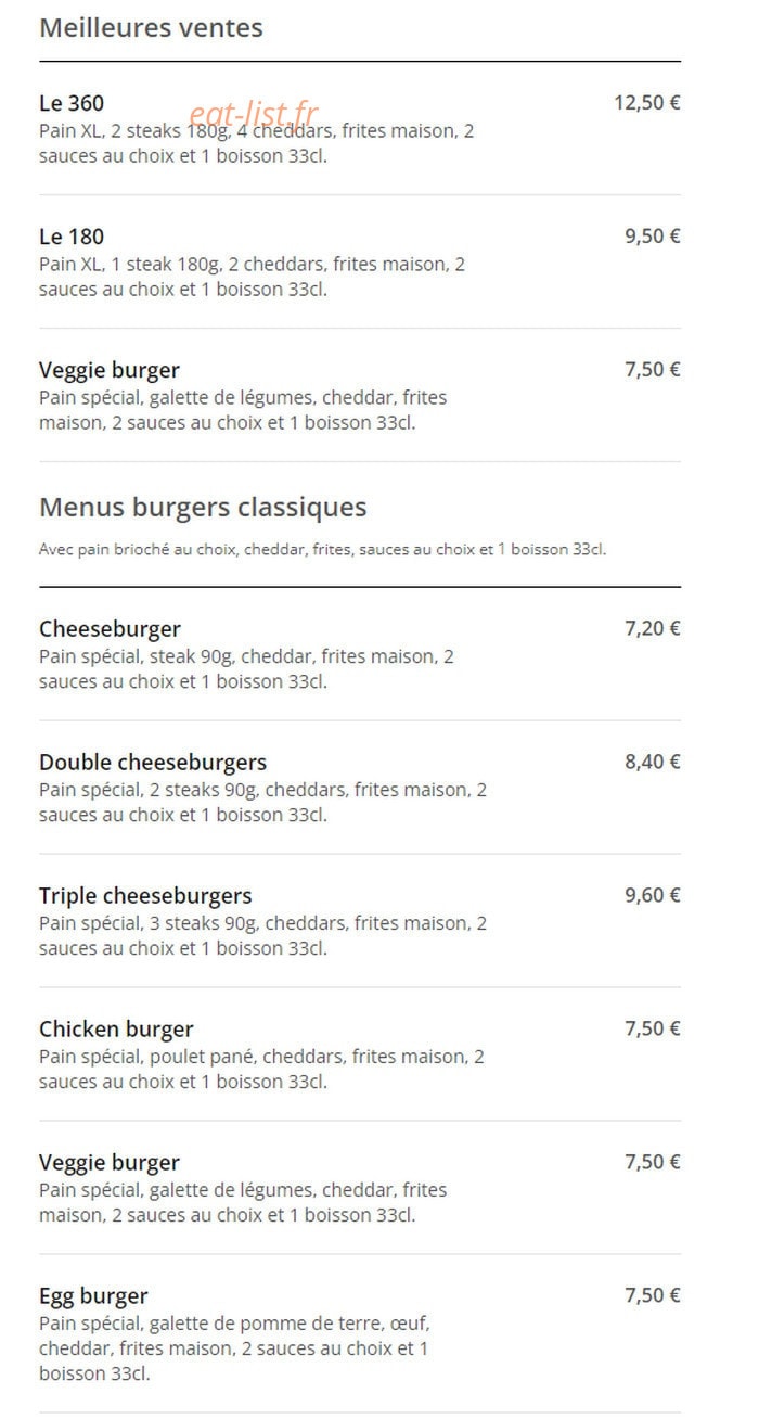 Steak N'Burger — carte page 1
