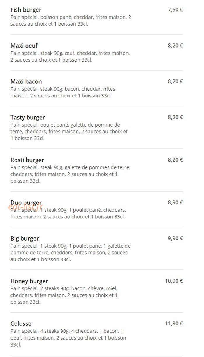 Steak N'Burger — carte page 2