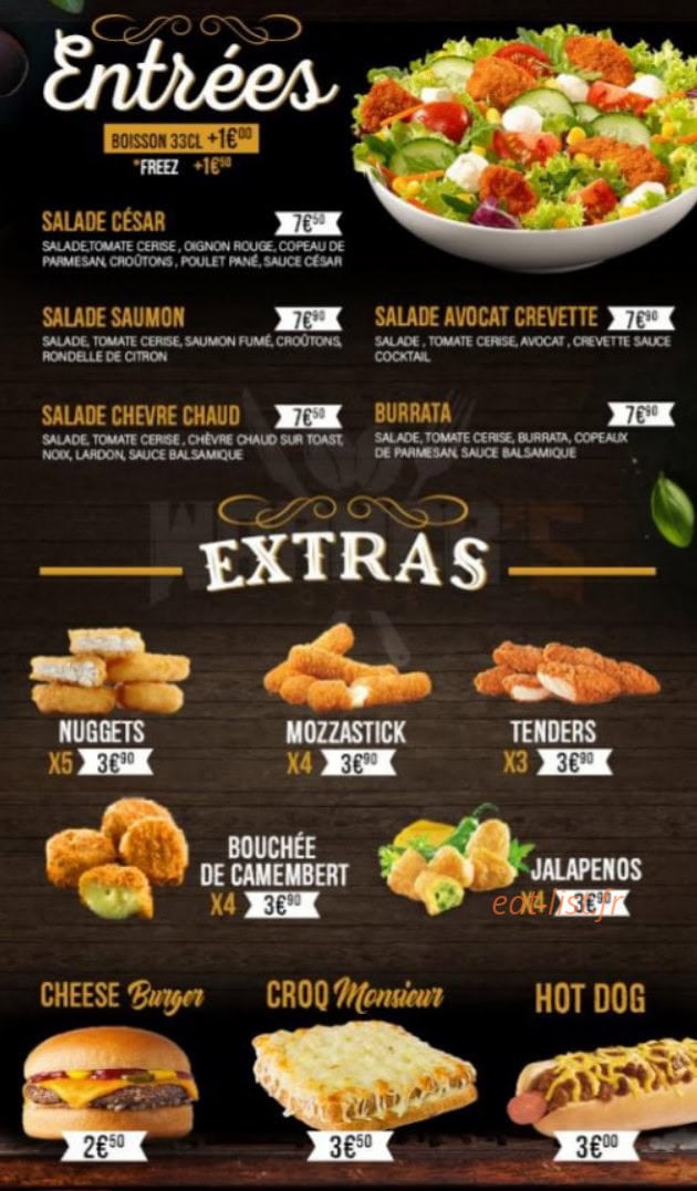 Warner's café — carte page 1