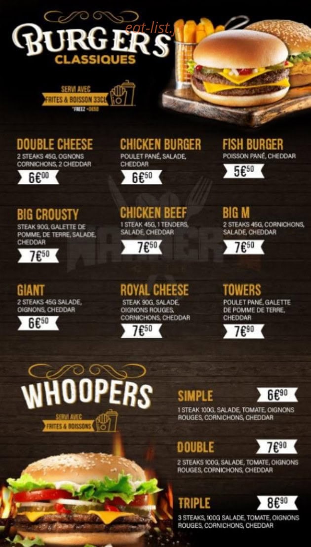 Warner's café — carte page 5