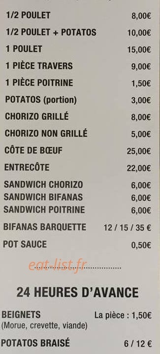 Poulet Pedra — carte page 1