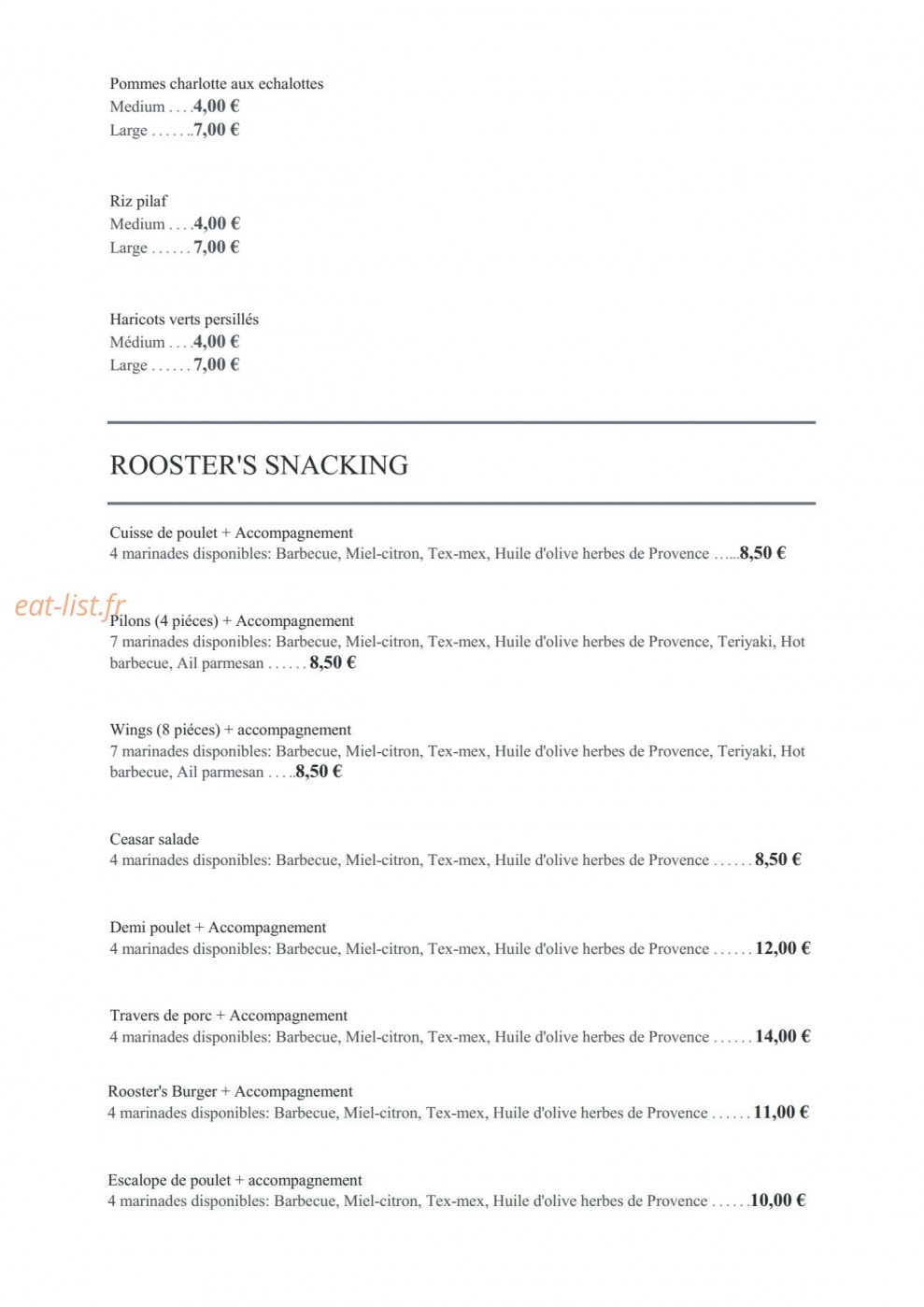 Rooster's — carte page 2