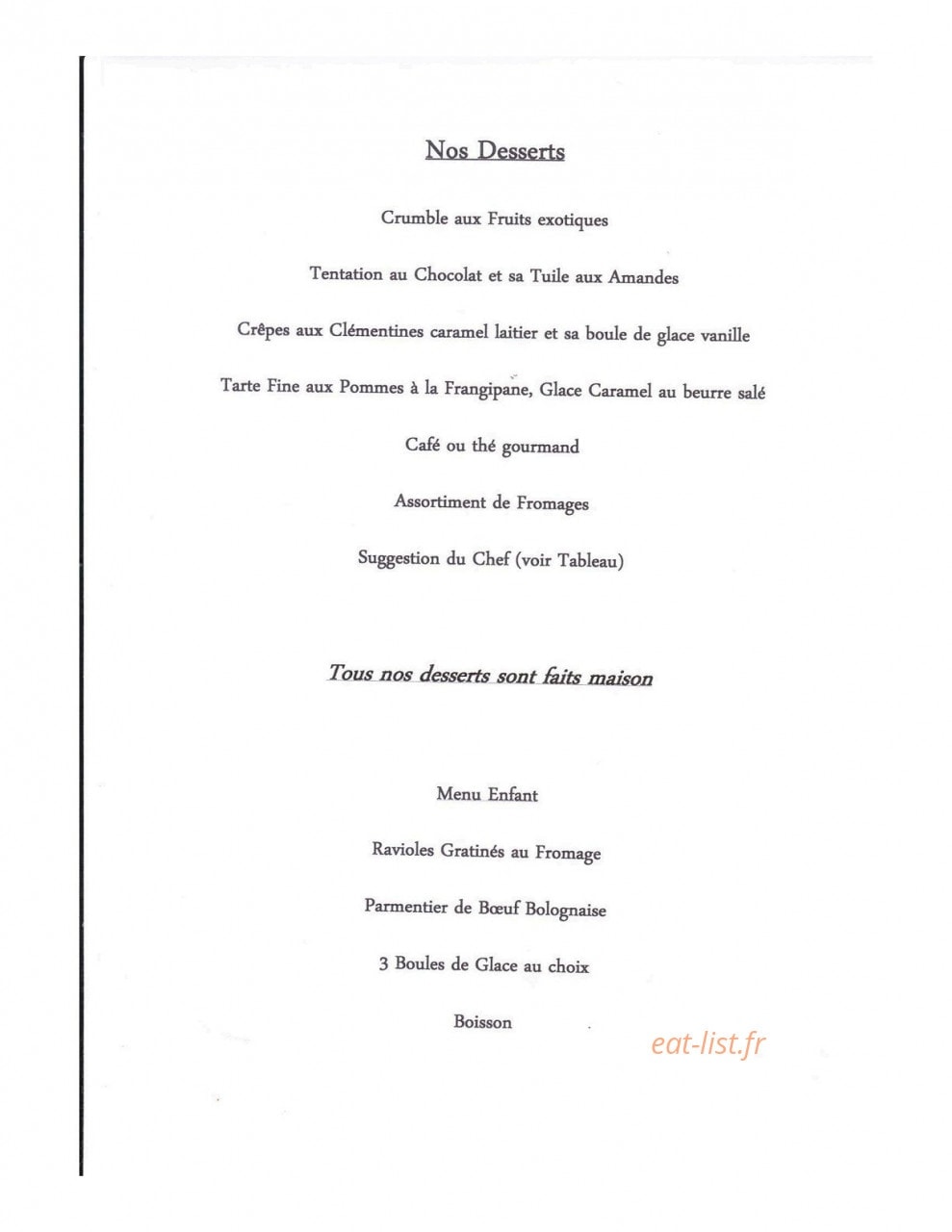 A la Maison — carte page 2