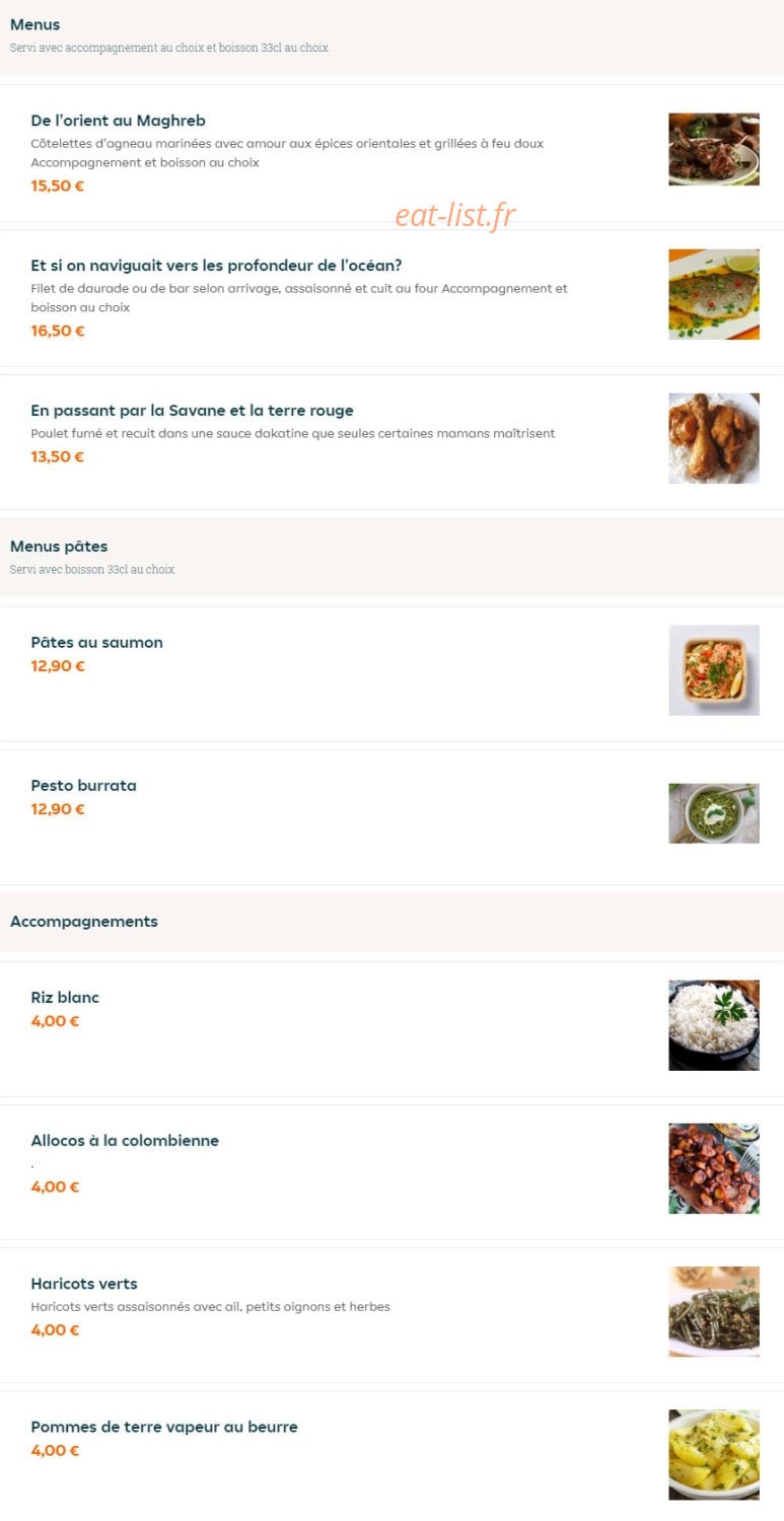 Afro Gusto — carte page 1