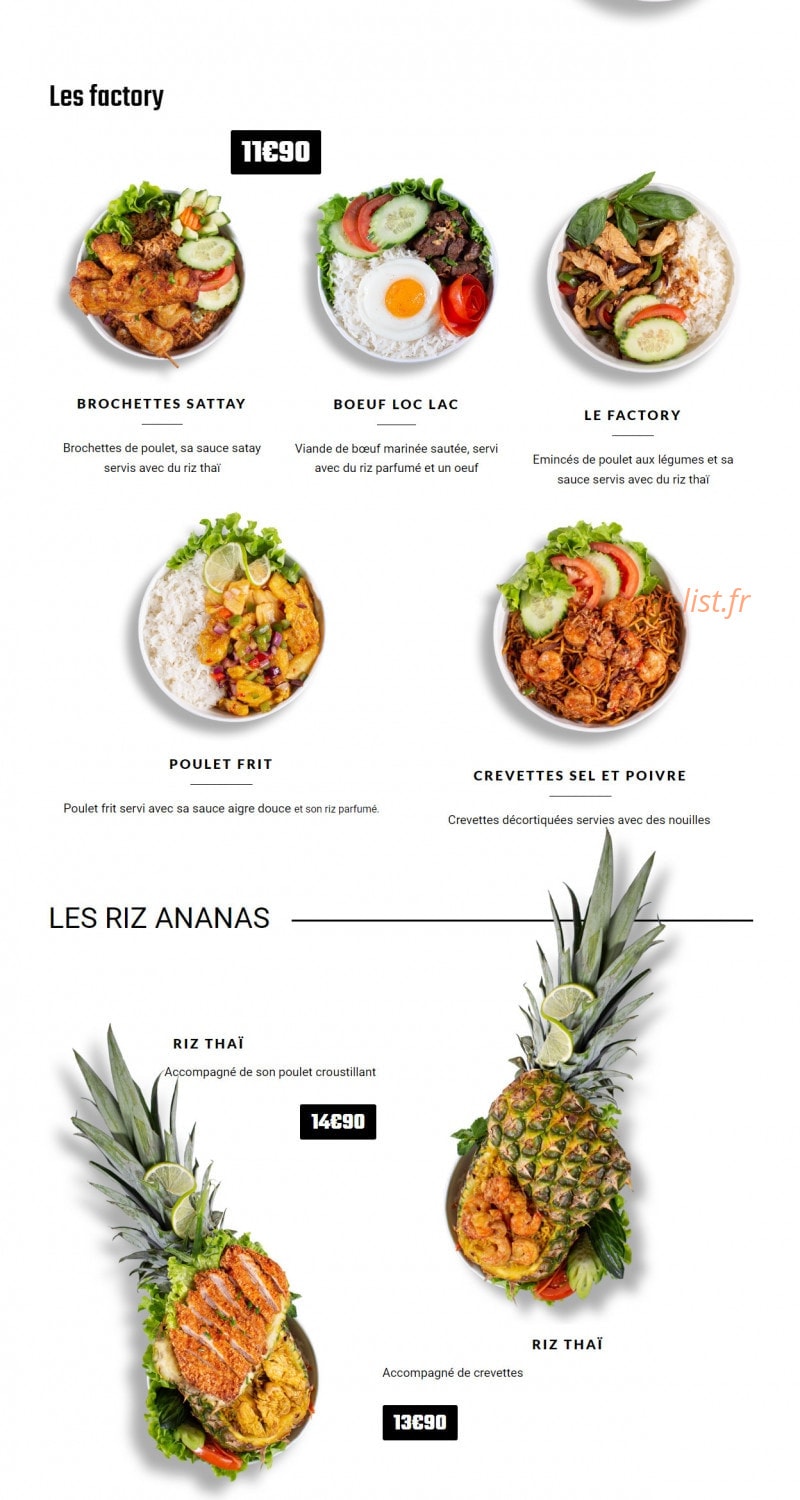 Bangkok Factory — carte page 3