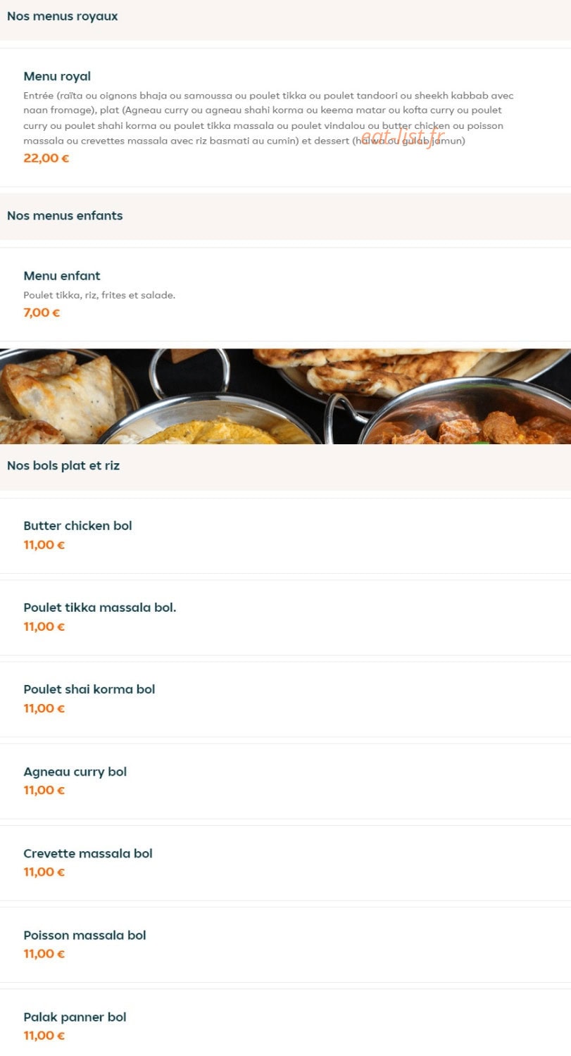 Bol'ly Indian Food — carte page 2