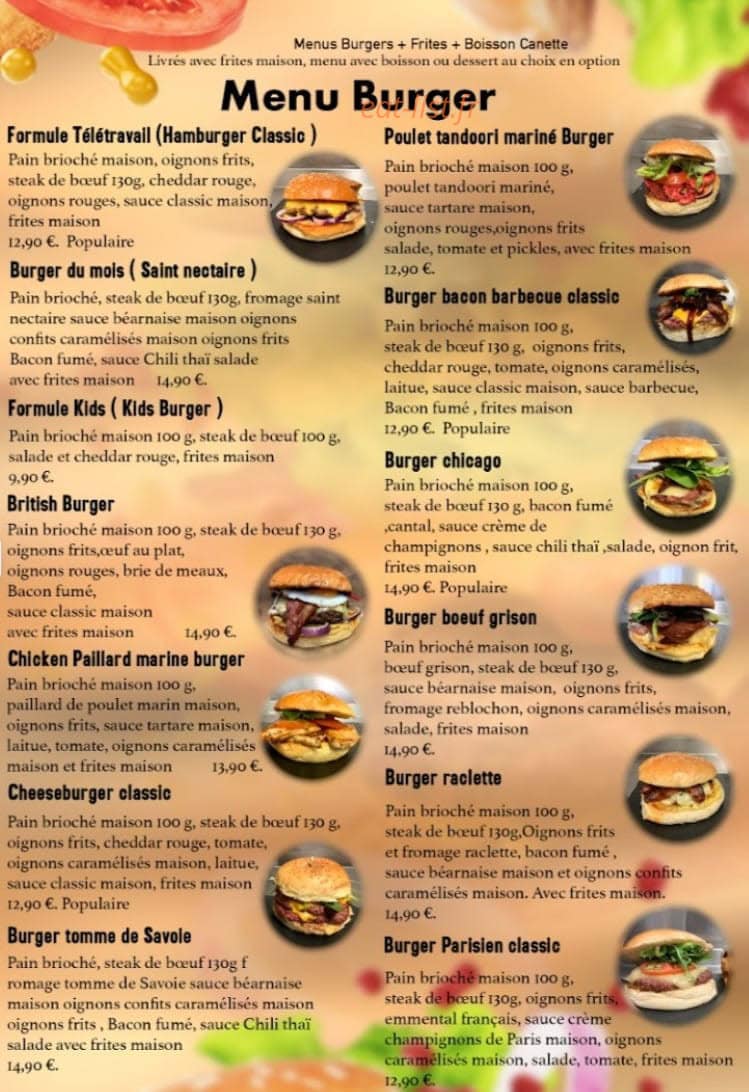 Burger Parisien — carte page 1