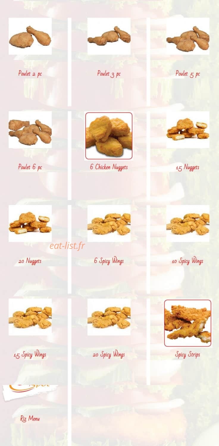 Chicken spot — carte page 6