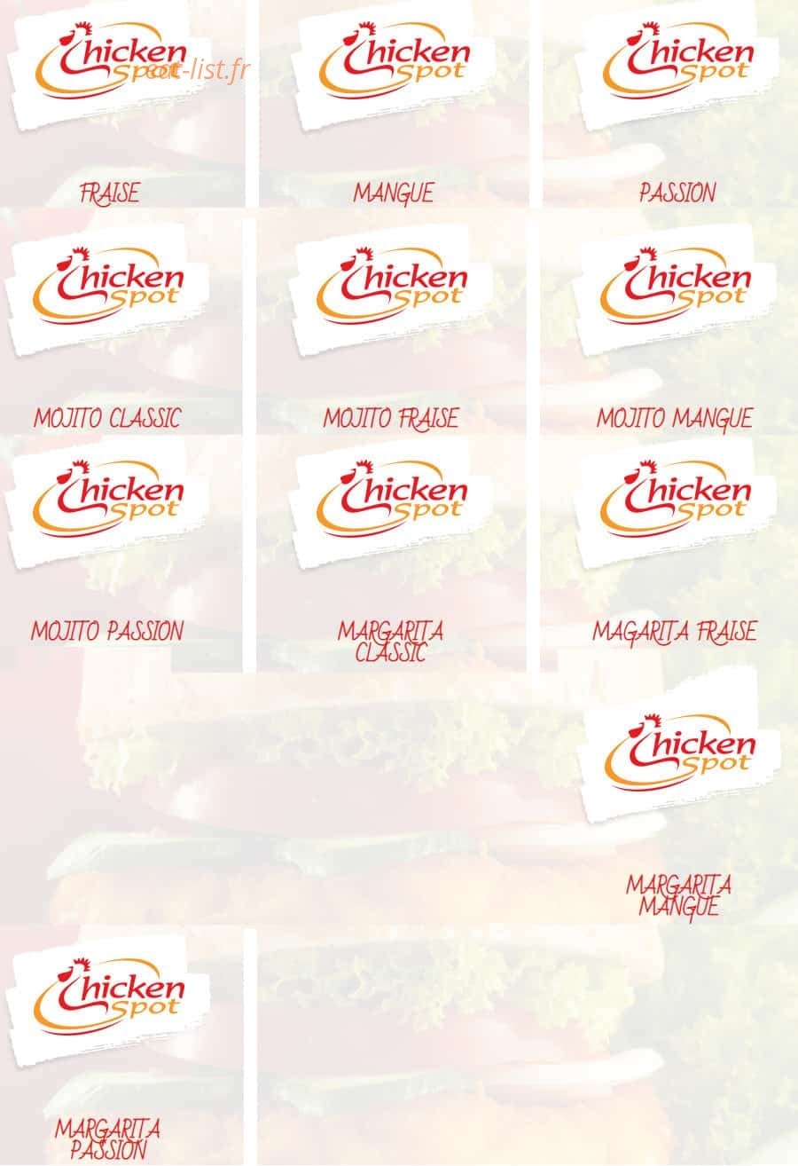 Chicken spot — carte page 14