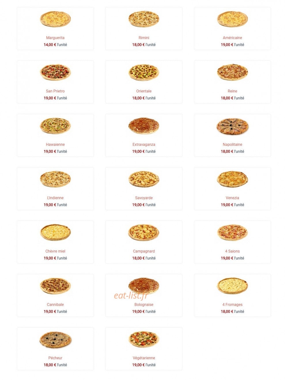 Food night — carte page 1