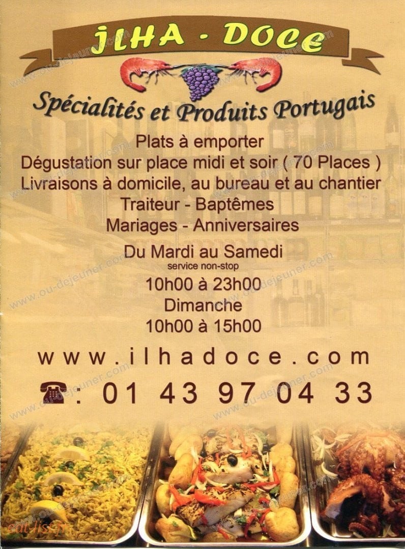 Ilha Doce à Champigny Sur Marne, carte et menu en ligne Ilha Doce à Champigny Sur Marne, carte et menu en ligne