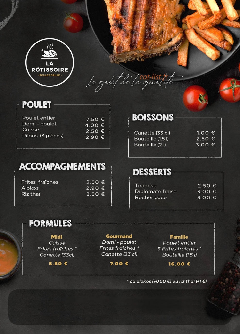 La Rôtissoire — carte page 1