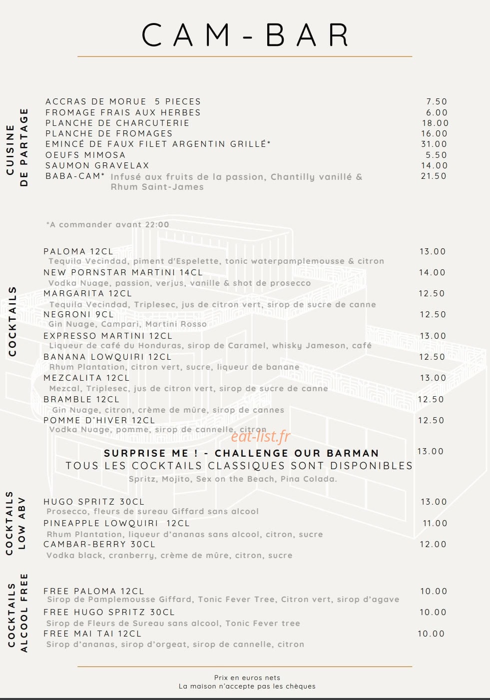La Table du Cam — carte page 5