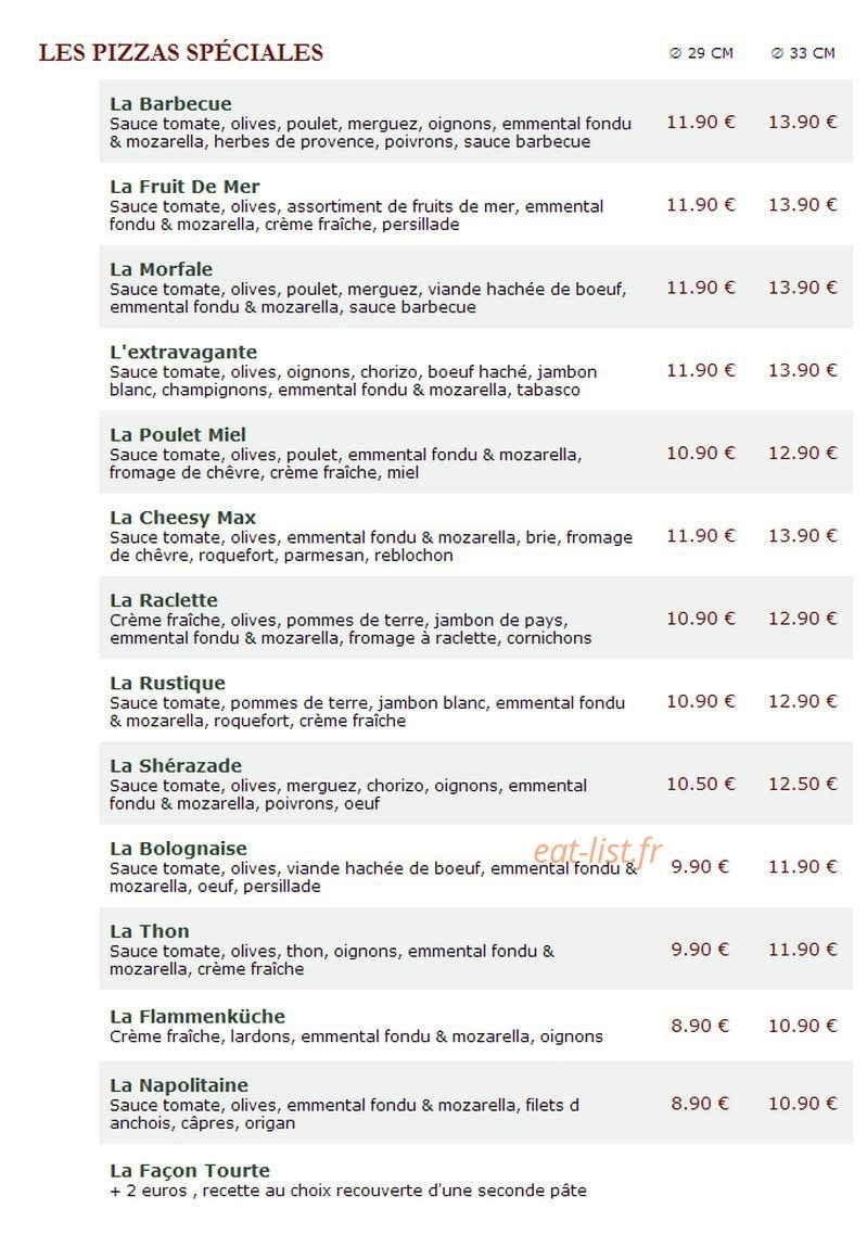 Le Kiosque à Pizzas — carte page 3