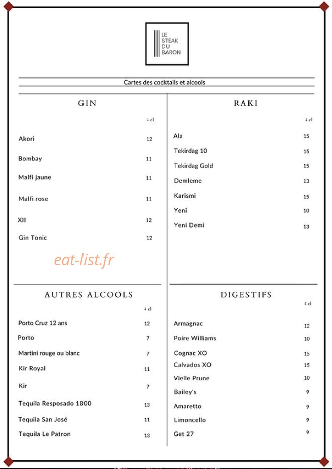 Le Steak du Baron — carte page 6