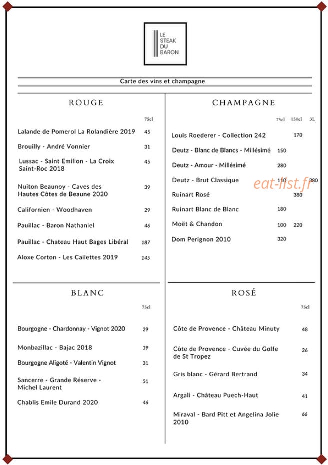 Le Steak du Baron — carte page 4