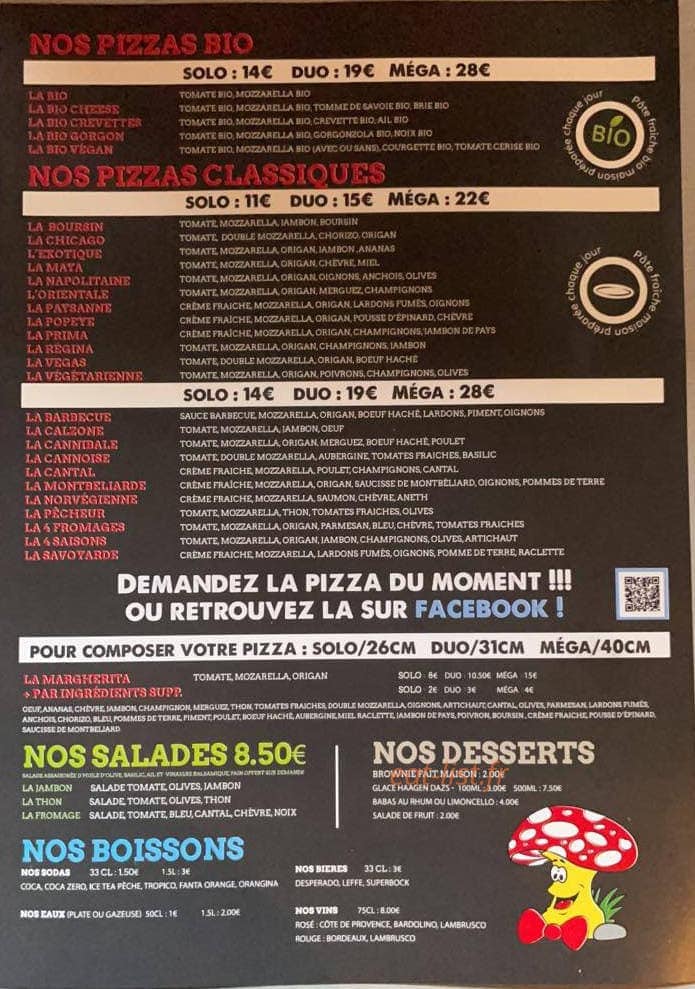 Les fanas de Pizzatissima — carte page 2