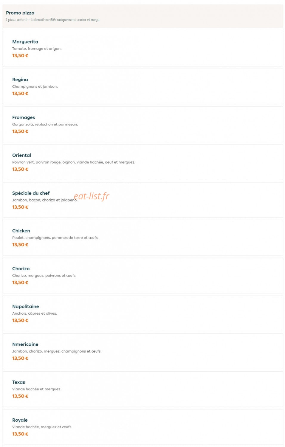 Naan Stop Pizza — carte page 1