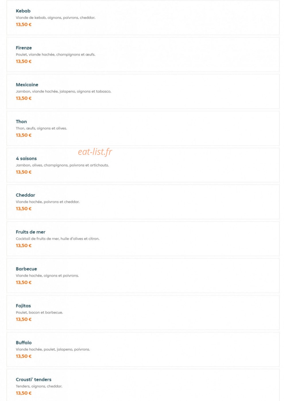 Naan Stop Pizza — carte page 2