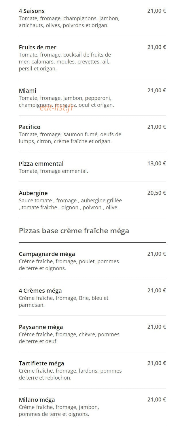Pizza Eats — carte page 12