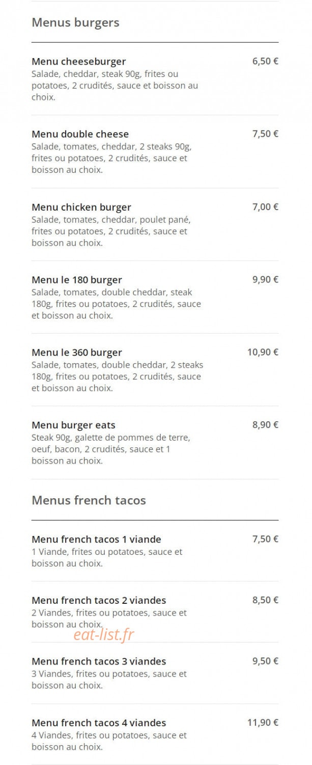Pizza Eats — carte page 2