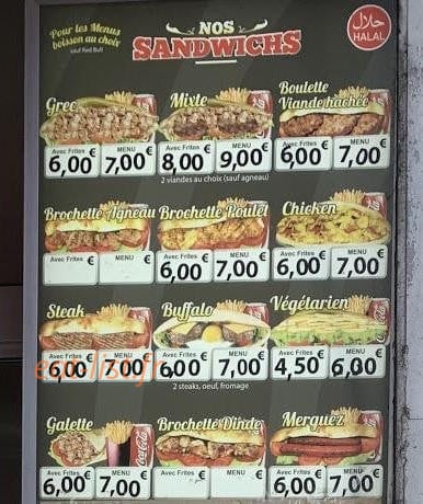 Restaurant Chez Yunus — carte page 1