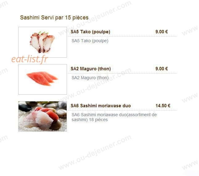 Sashimi Ya — carte page 25