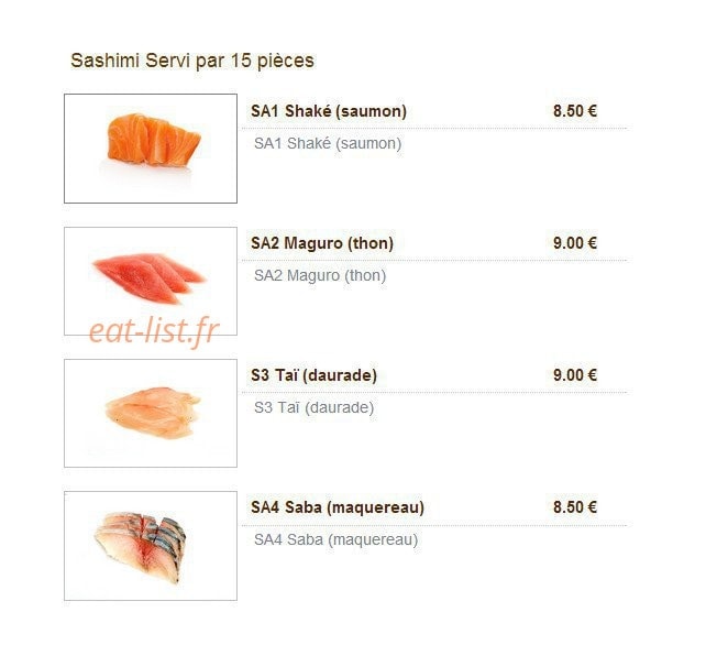 Sashimi Ya — carte page 24