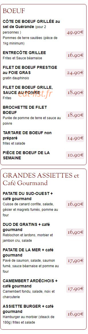 Bistro d'Augustin — carte page 3