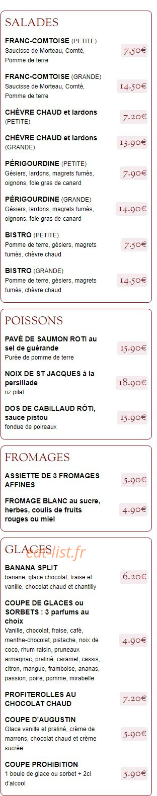 Bistro d'Augustin — carte page 2