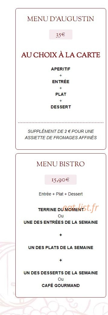 Bistro d'Augustin — carte page 4