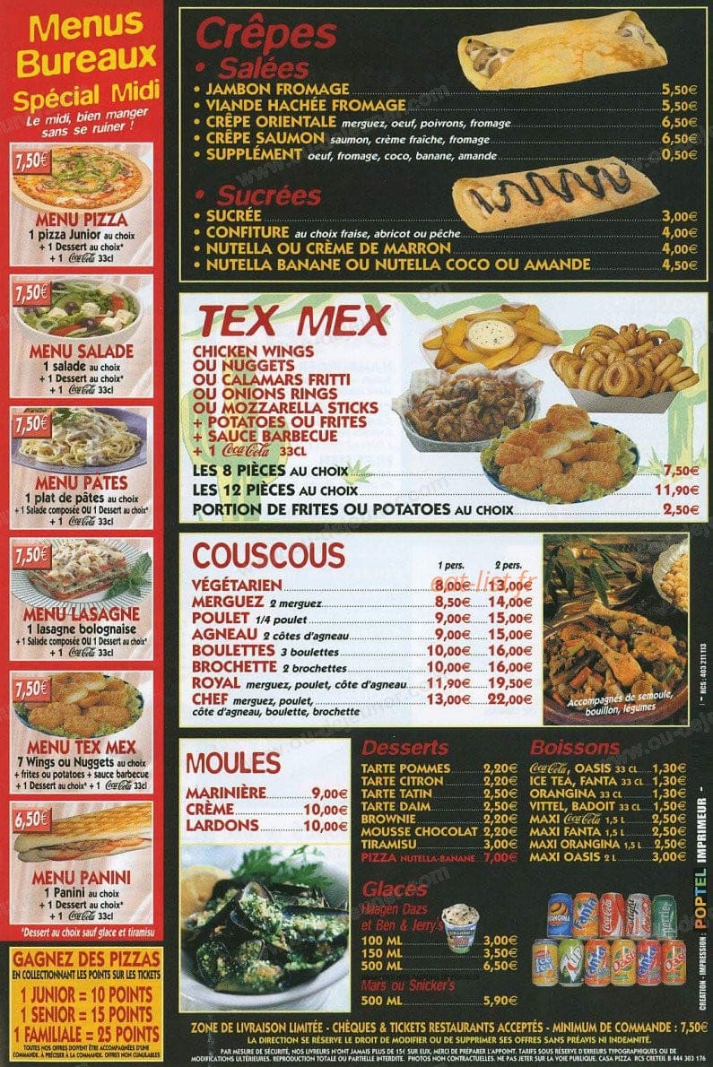 Casa Pizza — carte page 4