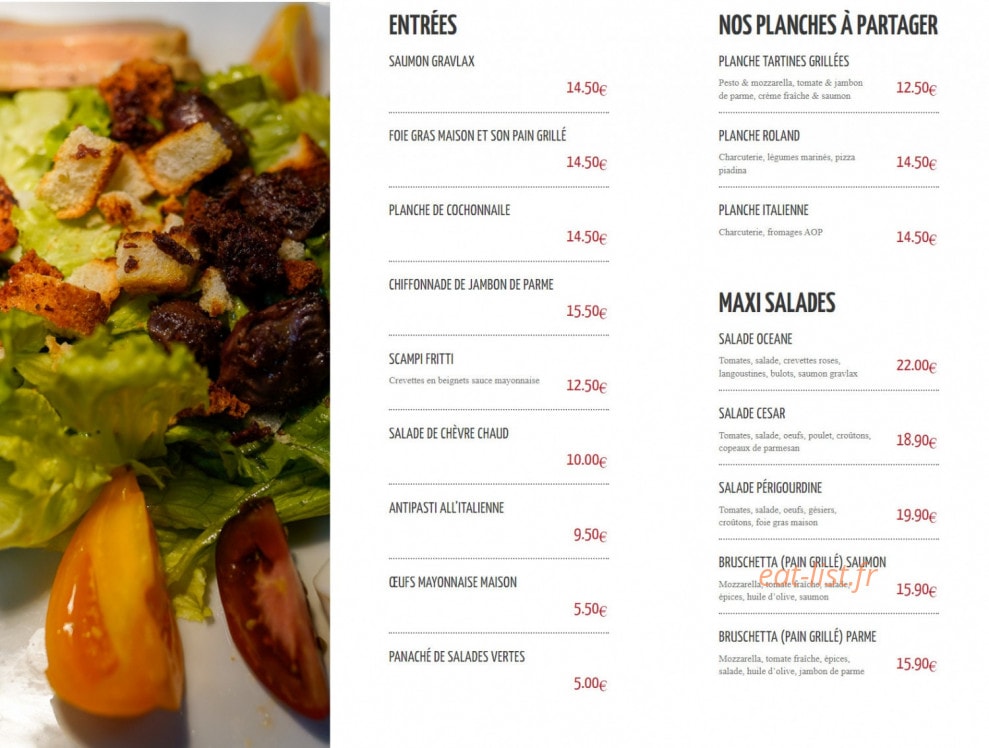 Chez Roland — carte page 1