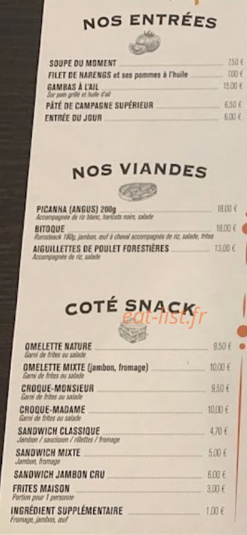 La Taverne — carte page 1