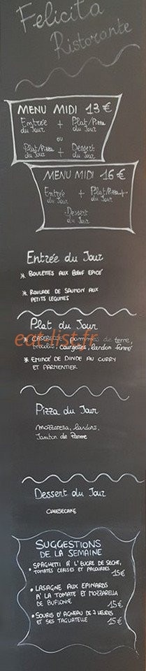 Felicita Ristorante — carte page 1