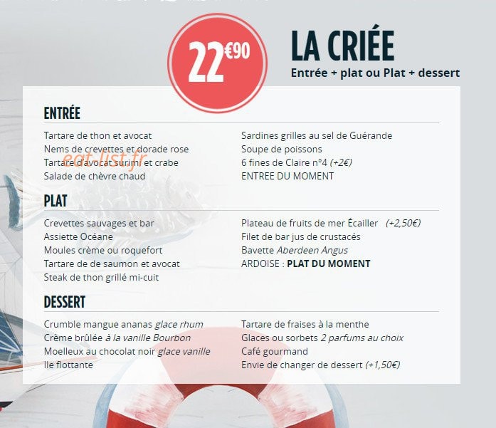 La Criée — carte page 3