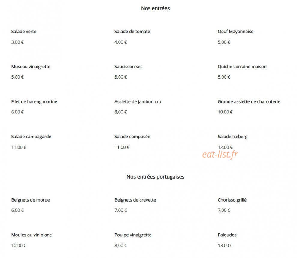 Modern Bar — carte page 1