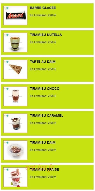Sandwicherie Maiga — carte page 15
