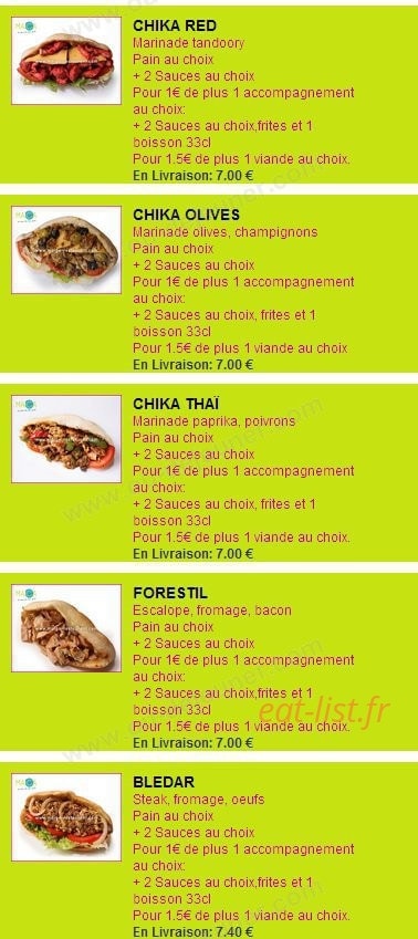 Sandwicherie Maiga — carte page 6